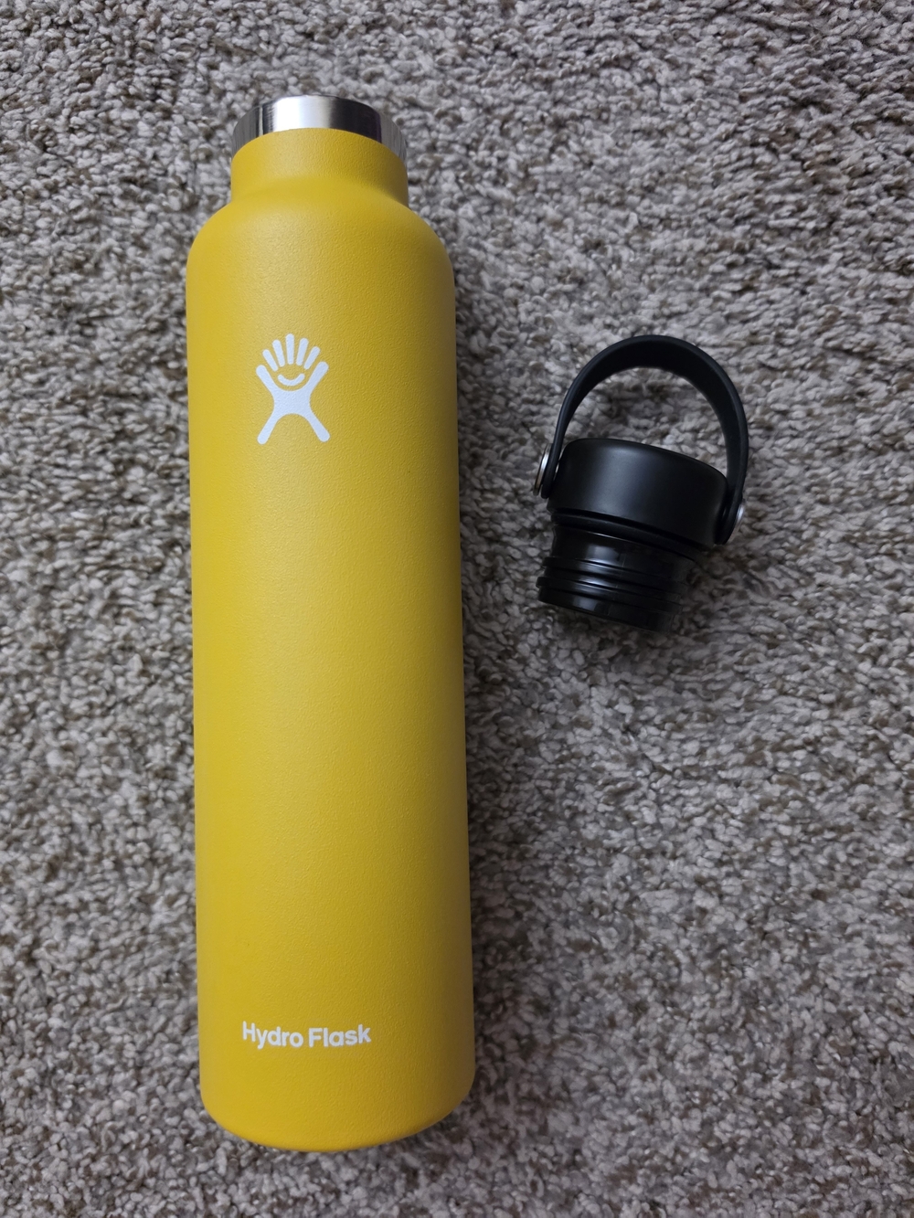 Hydro Flask Yellow Stainless Steel Bottle with Black Flex Cap